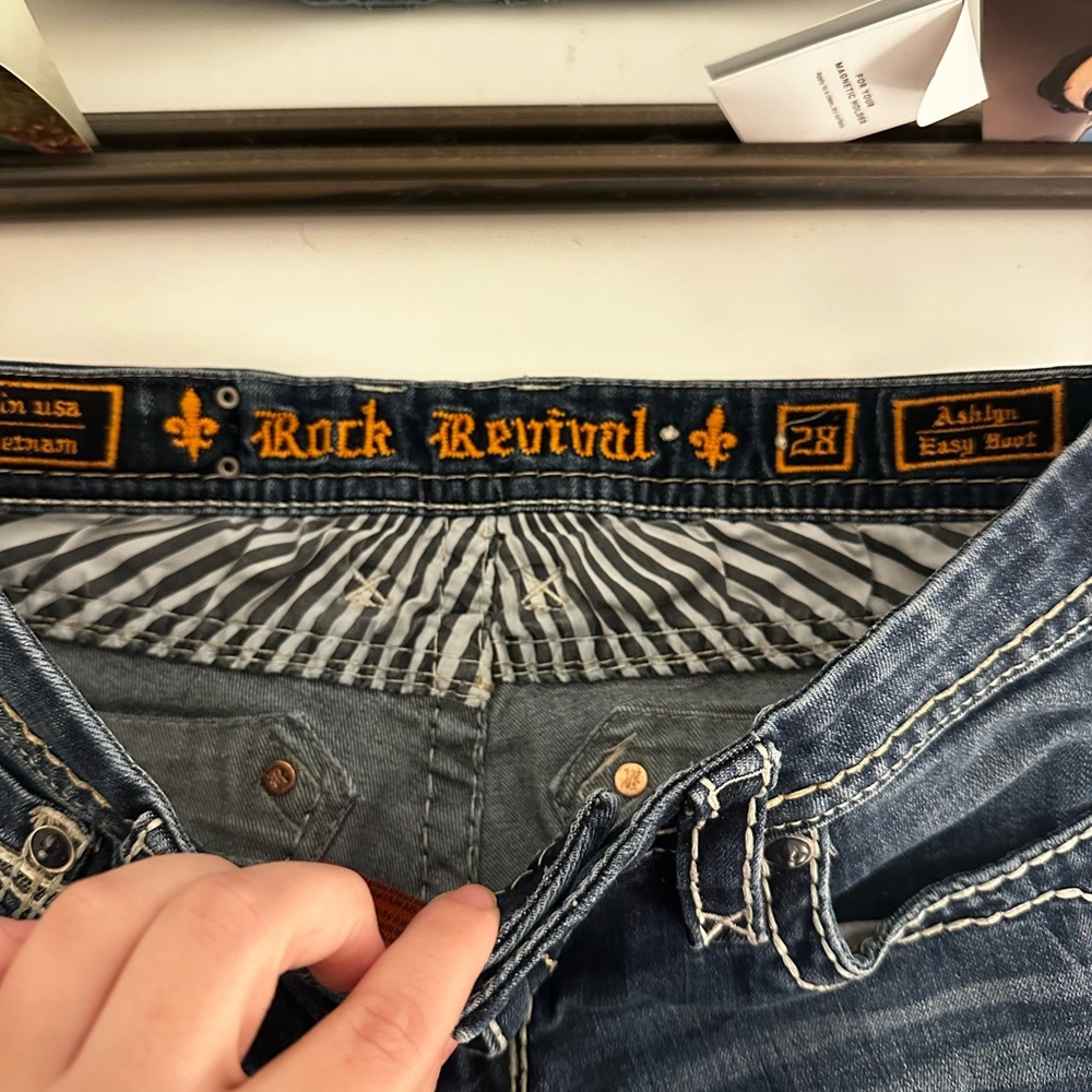 Rock Revival Denim with Orange Accents